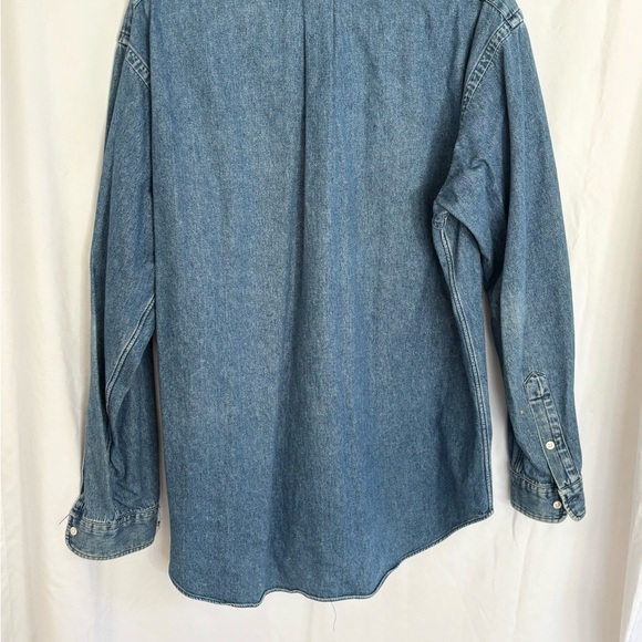 Ralph Lauren Blue Denim Casual button down Shirt LARGE - Picture 9 of 9